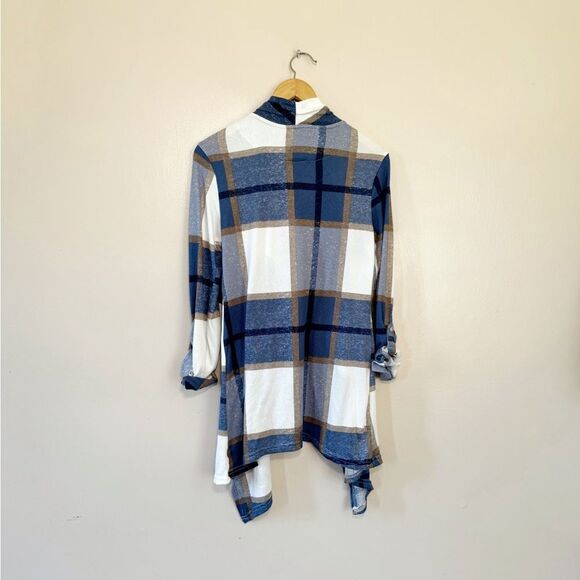 SALE! Blue New York Laundry Plaid Open Front Top Size M NWT - Picture 3 of 7